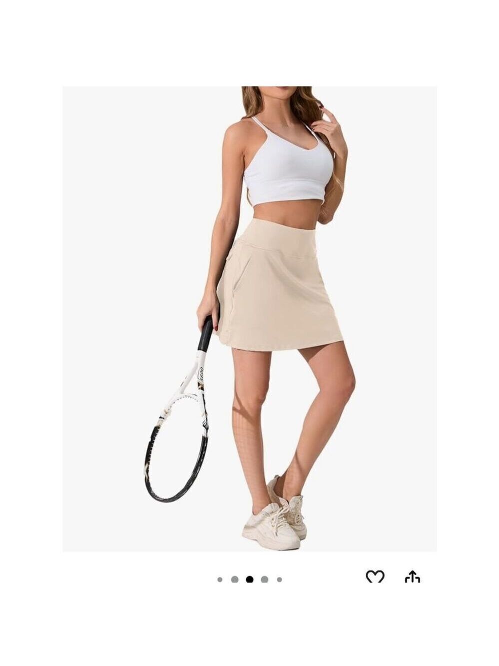 Oyamiki Golf Skirts High Waisted Skorts for Summer with 4 Pockets, Khaki, XL - Picture 5 of 10